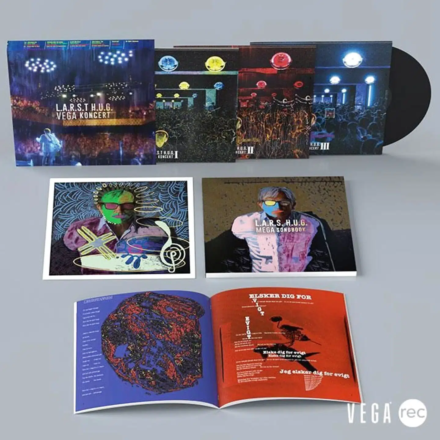 Det er optagelserne fra Lars H.U.G.s allersidste koncert i Store Vega i september 2016, der nu udgives som et eksklusivt vinylbokssæt på Vegas nystartede pladeselskab, Vega Rec.