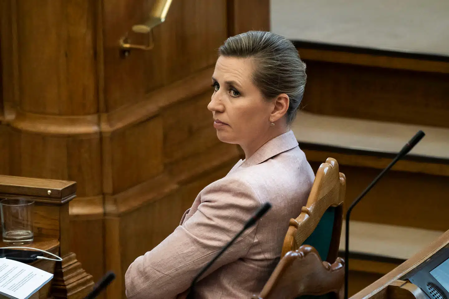 Statsminister Mette Frederiksen under folketingets afslutningsdebat i folketingssalen. Foto: Emil Helms, Scanpix