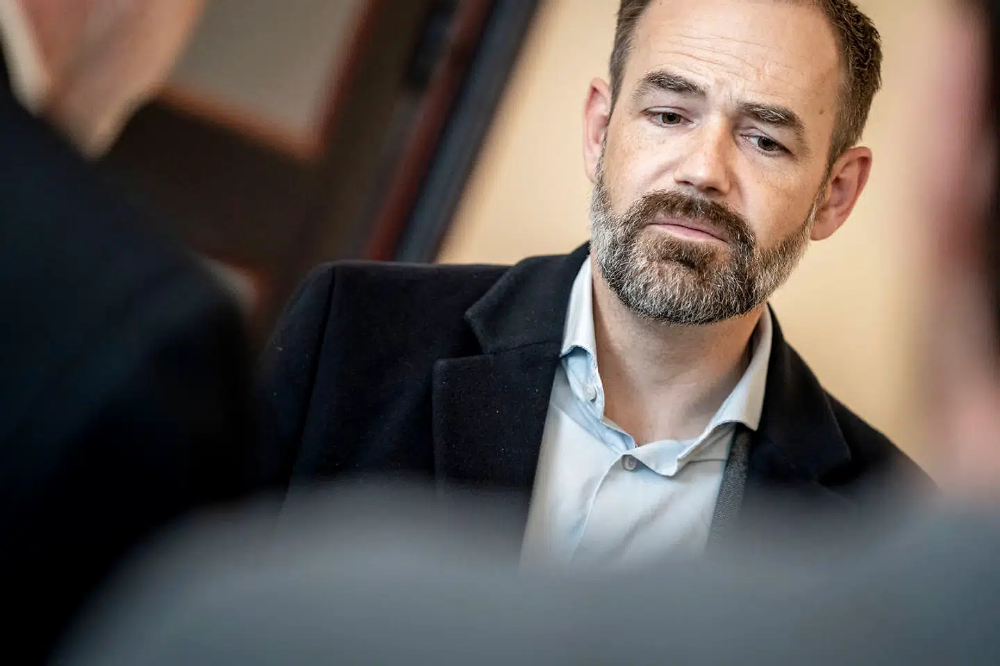 Formanden for Kommunernes Landsforening, Aarhus-borgmester Jacob Bundsgaard (S), ankommer til sættemøde med finansminister Nicolai Wammen om økonomiaftalen for 2022. Forhandlingerne finder sted i Finansministeriet.