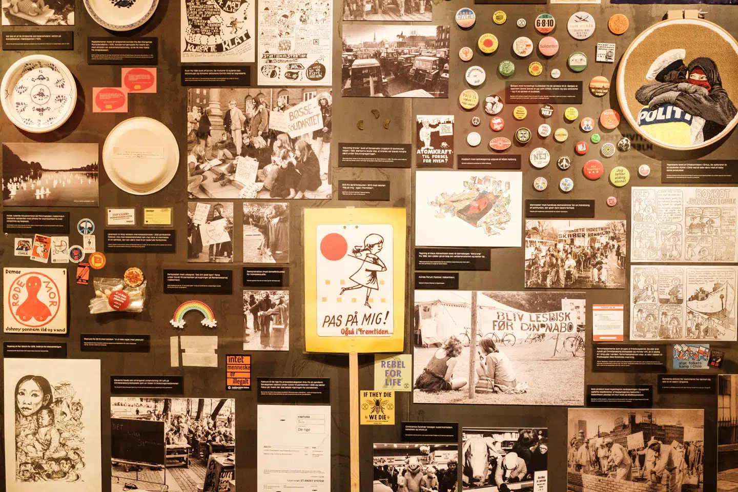 »Plakater fra tiden efter 1968 var ofte militaristiske i udtryksformen og viste ofte maskingeværer og opfordring til kamp. Men ingen af plakaterne på udstillingen er af den type; man har kun udvalgt fredelige og pæne plakater uden opfordring til vold,« skrev historiker og debattør Bent Blüdnikow i sin anmeldelse.