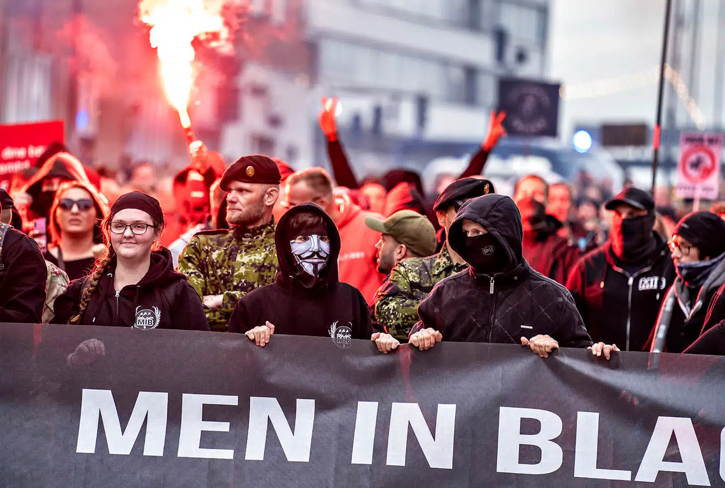 Men In Black demonstrerer i Aalborg lørdag den 8. maj 2021. Demonstrationen var arrangeret i samarbejde med foreningen Modstand Nord.