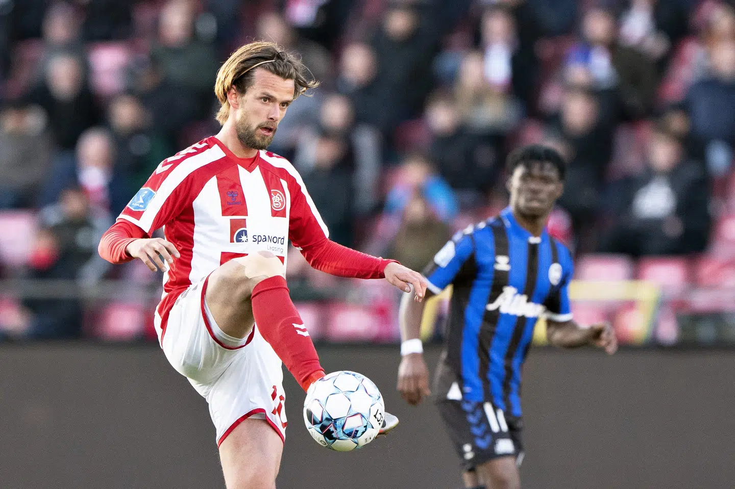 AaB's Lucas Andersen stod for en assist, da nordjyderne vandt 3-2 over OB. Henning Bagger/Ritzau Scanpix
