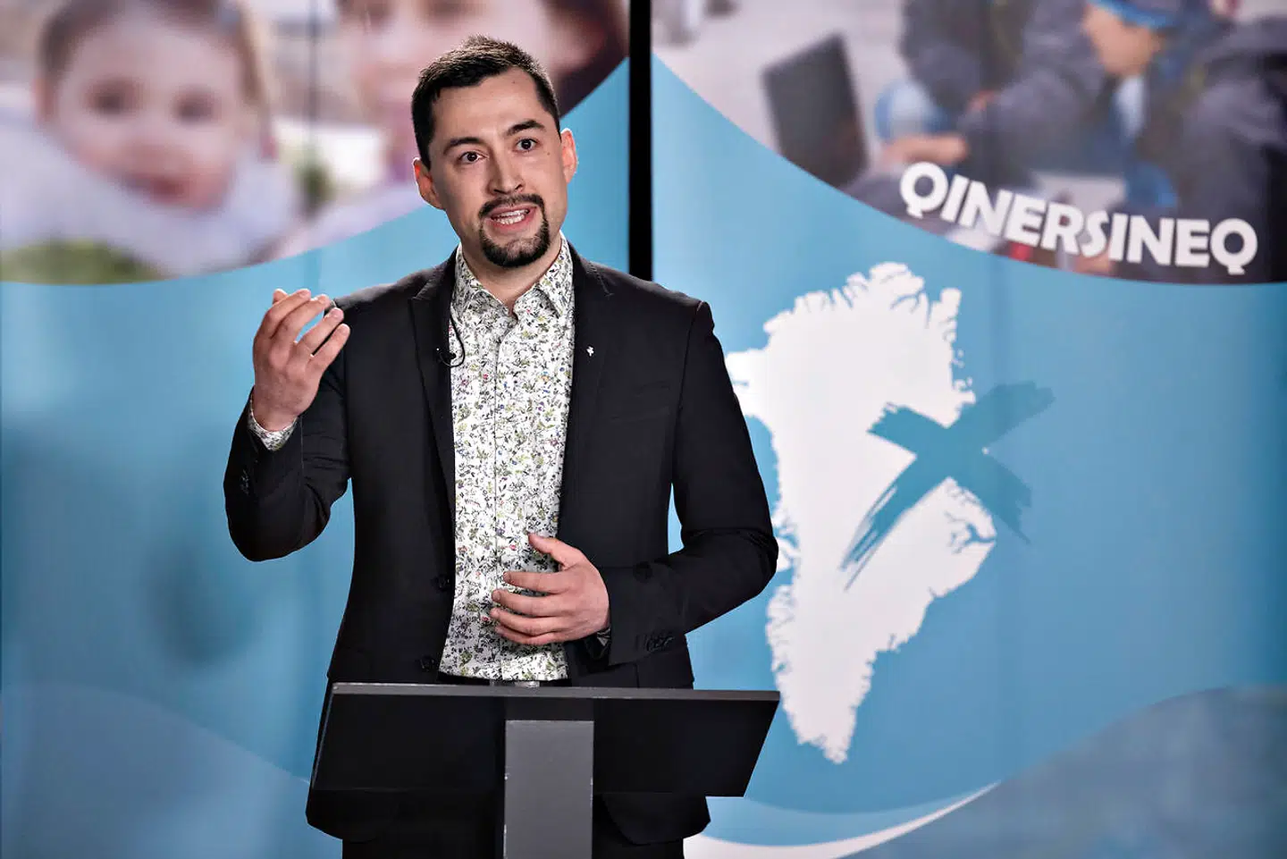 Mute B. Egede, IA. Inden valget til Landstinget, Inatsisartut, afholder KNR partilederrunde i Nuuk, Grønland, mandag den 5. april 2021. Grønland afholder parlamentsvalg den 6. april 2021.