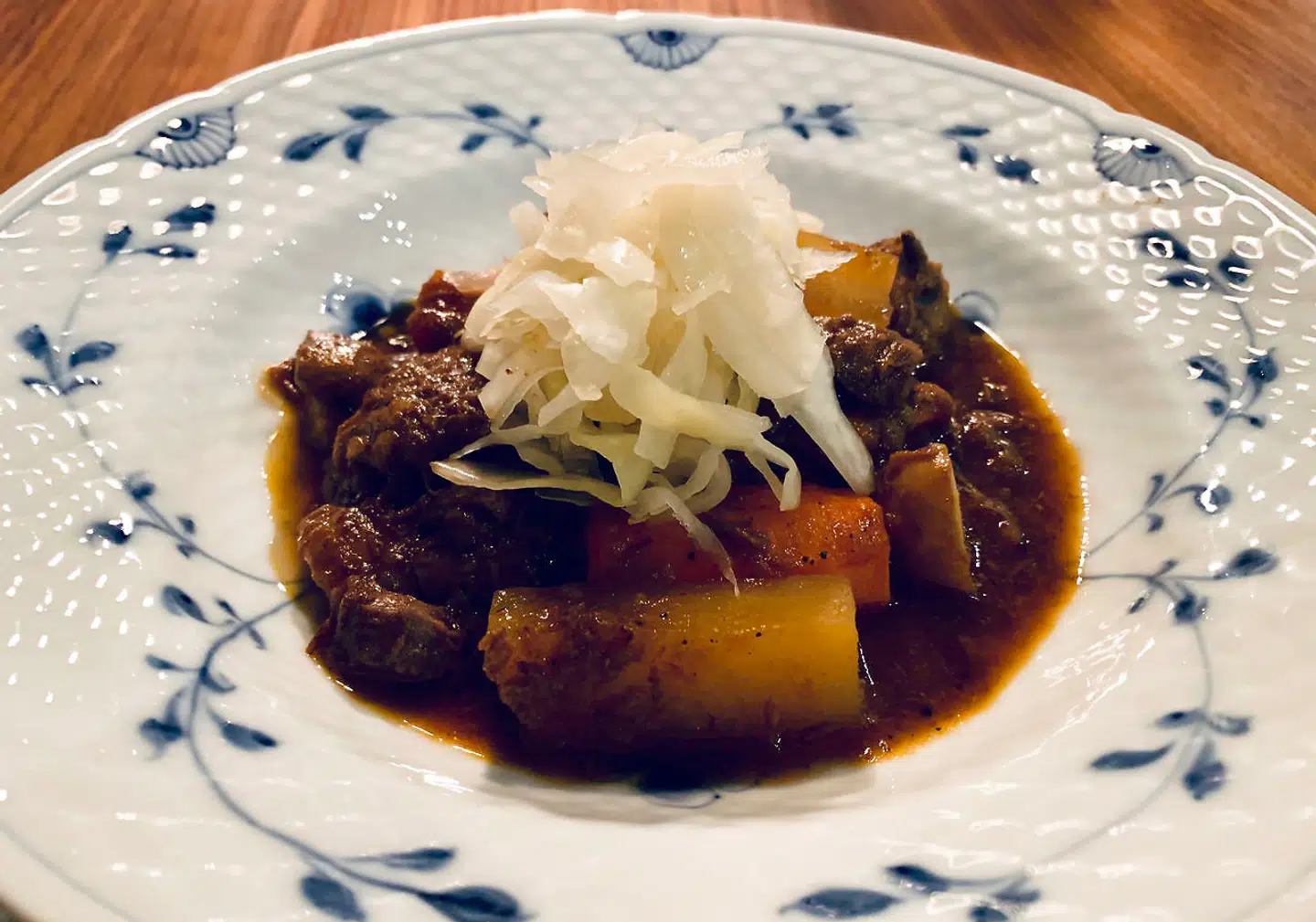 Hovedretten var en ragout af oksekød.