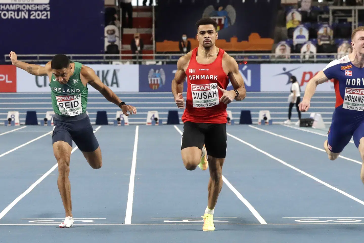 Kojo Musah vandt sit indledende heat og blev nummer to i semifinalen. Czarek Sokolowski/Ritzau Scanpix