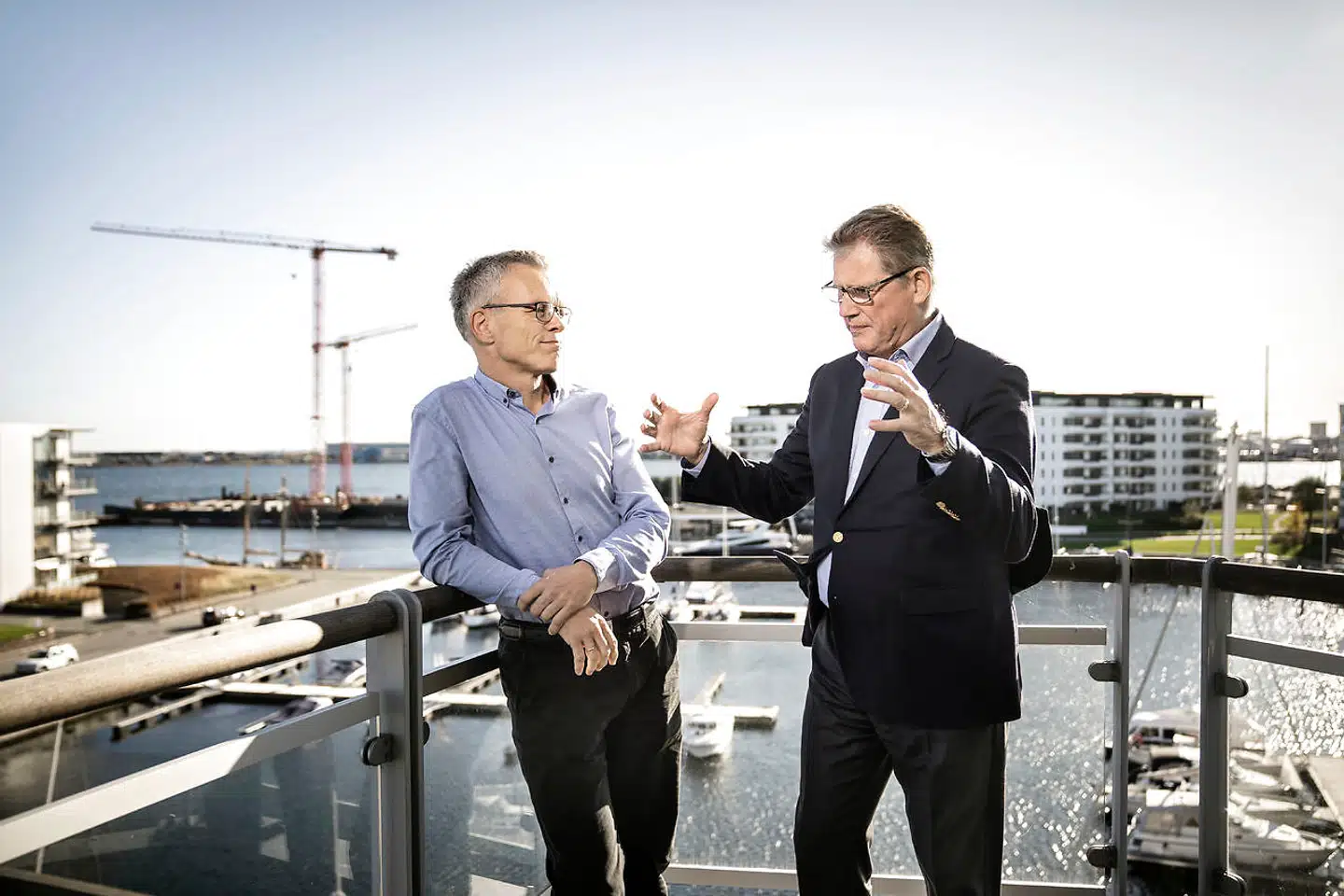 Lars Rebien Sørensen, Novo Nordisk Fondens bestyrelsesformand (th.) og Claus Felby, chef for biotekforskning hos Fonden, arbejder på at lave en stor forskningssatsning, der skal forene kemikere og biologer i kampen for et bedre klima. Arkivfoto: Thomas Lekfeldt
