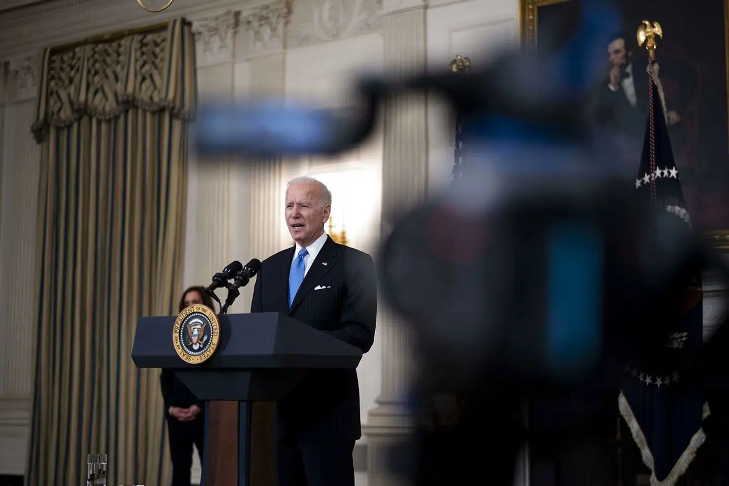 USAs præsident, Joe Biden, holdt tirsdag en tv-transmitteret tale fra Det Hvide Hus.