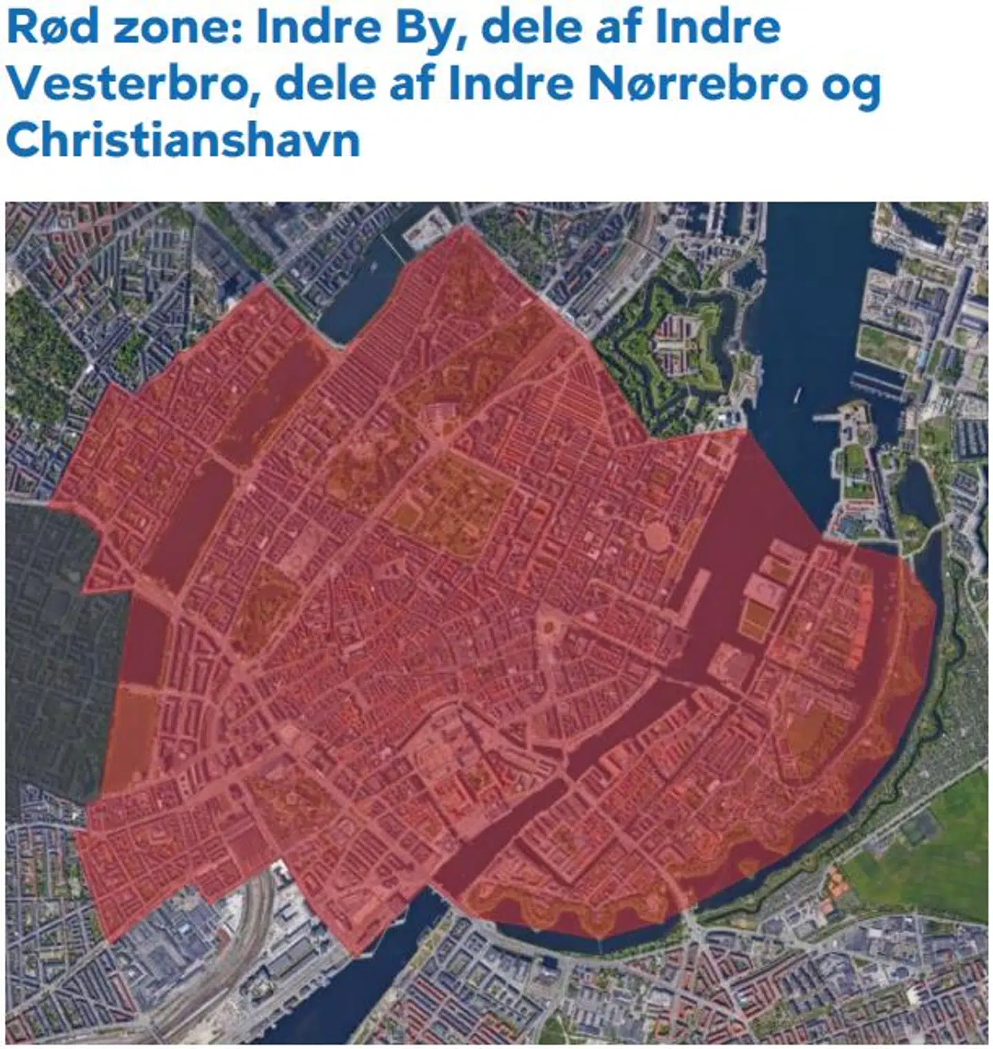 Den røde zone er karakteriseret ved, at der er mange serveringssteder. Her ønsker kommunen at begrænse mængden af nye alkoholbevillinger til restaurationer og som »klart udgangspunkt« gives der ikke nye nattilladelser i tidsrummet fra klokken 24 til klokken 5.