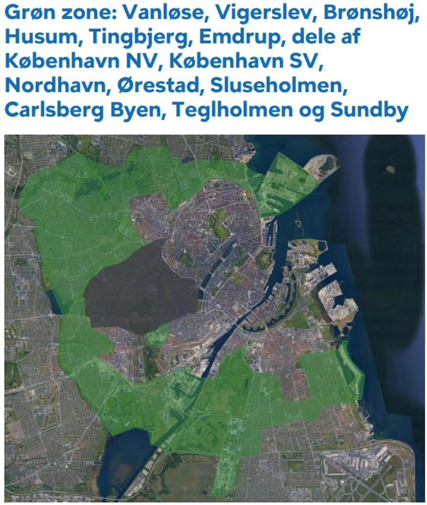 Grøn zone omfatter nye og gamle bydele med overvejende beboelsesområder. Her skal der ifølge kommune kunne gives alkoholtilladelser til flere restaurationer end i de øvrige zoner.