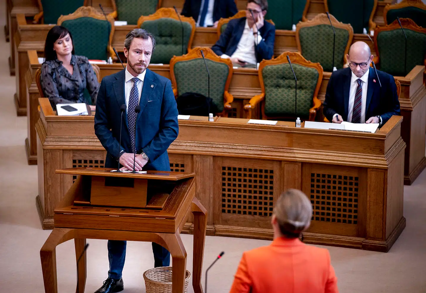 Venstres formand Jakob Ellemann-Jensen under møde i salen med statsministerens spørgetime i Folketinget på Christiansborg, tirsdag den 2. marts 2021.. (Foto: Liselotte Sabroe/Ritzau Scanpix)