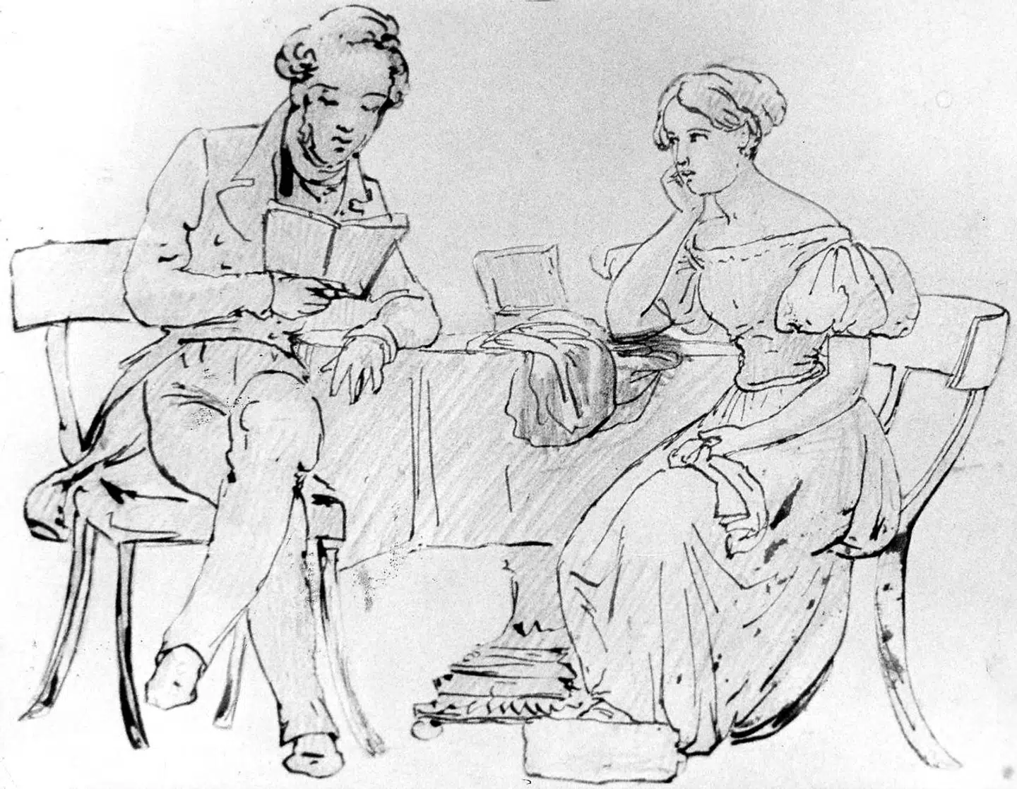 Søren Kierkegaard sammen med Regine Olsen.