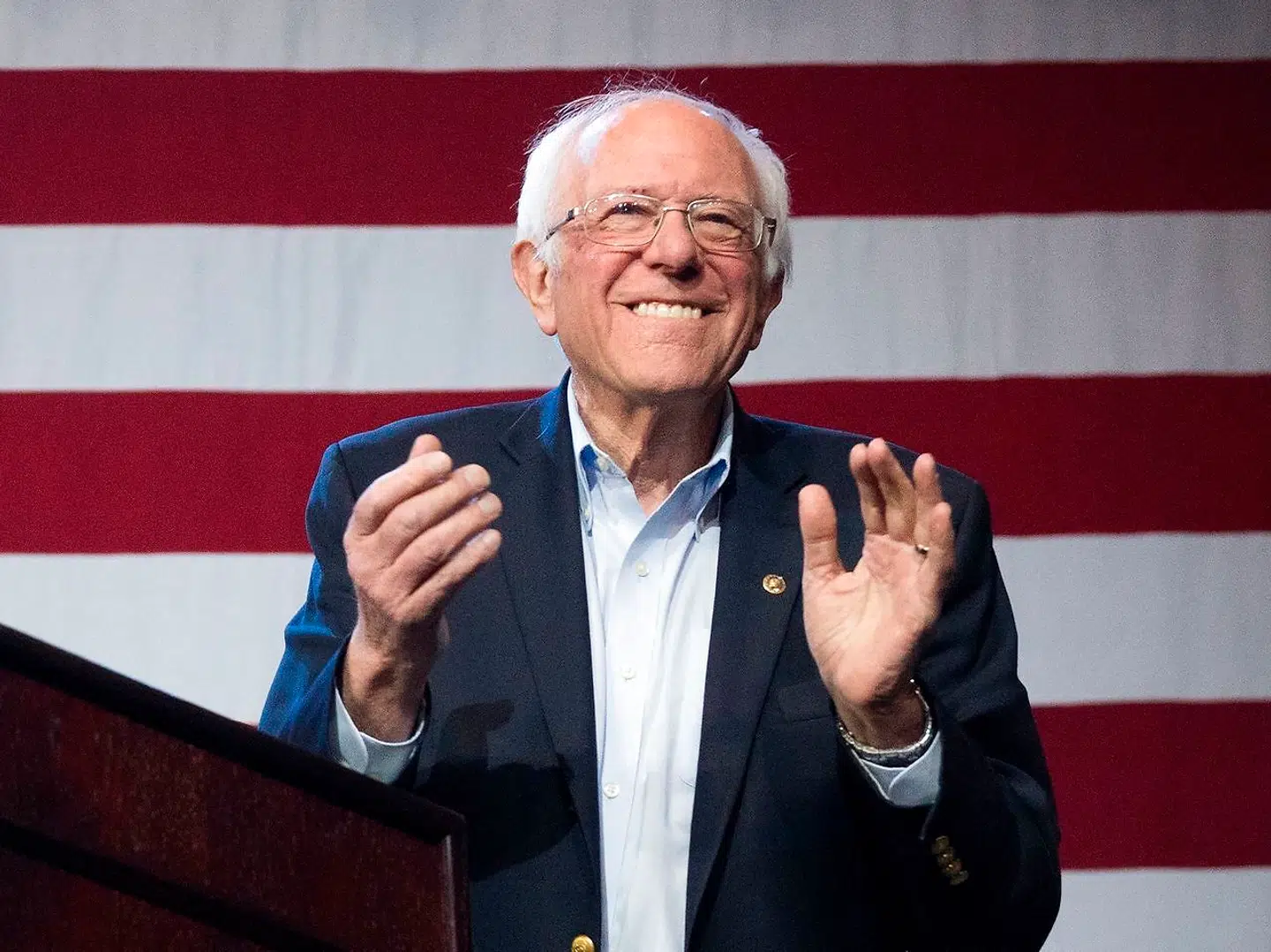 Senator Bernie Sanders klapper endnu engang i hænderne over Danmark. Arkivfoto: Mark Ralston/AFP/Ritzau Scanpix
