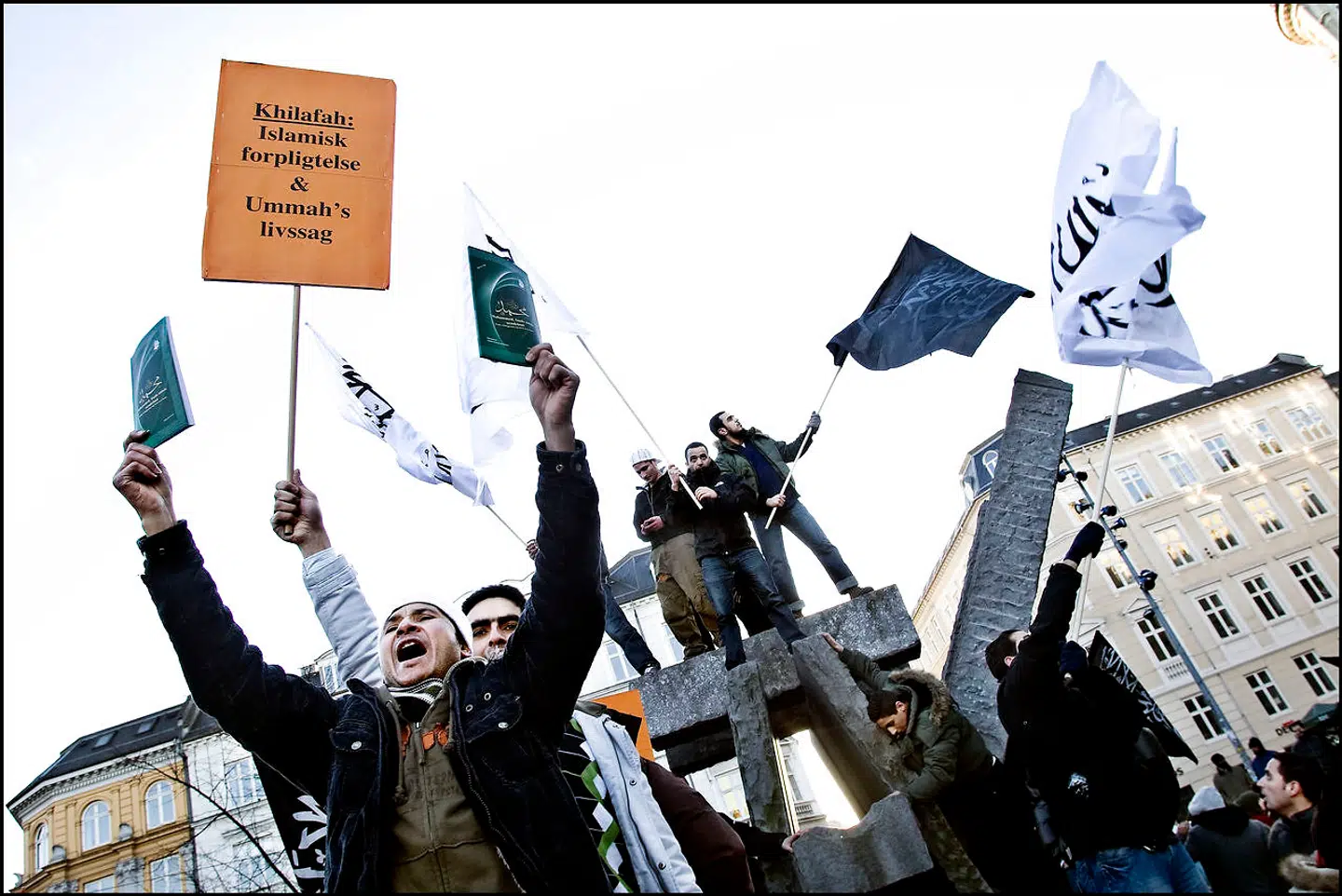 Den islamistiske organisation Hizb ut-Tahrir demonstrerer på Sankt Hans Torv i København. Arkivfoto.