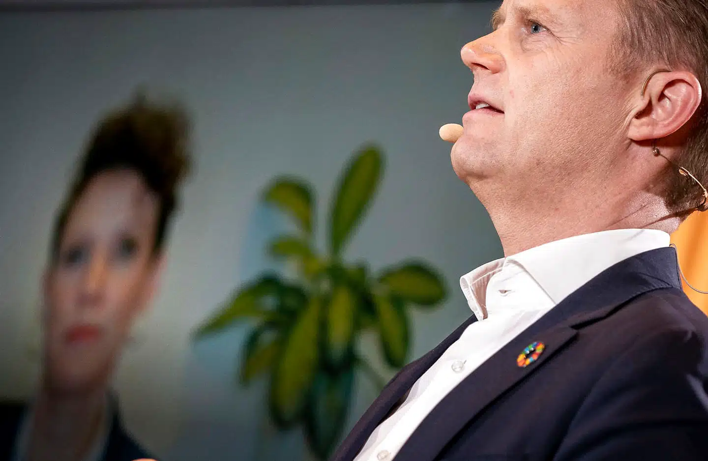 Udenrigsminister Jeppe Kofod og Anne Marie Engtoft Larsen, ny techambassadør, deltog i lanceringen af ny techstrategi i Eigtveds Pakhus, onsdag 10. februar 2021.