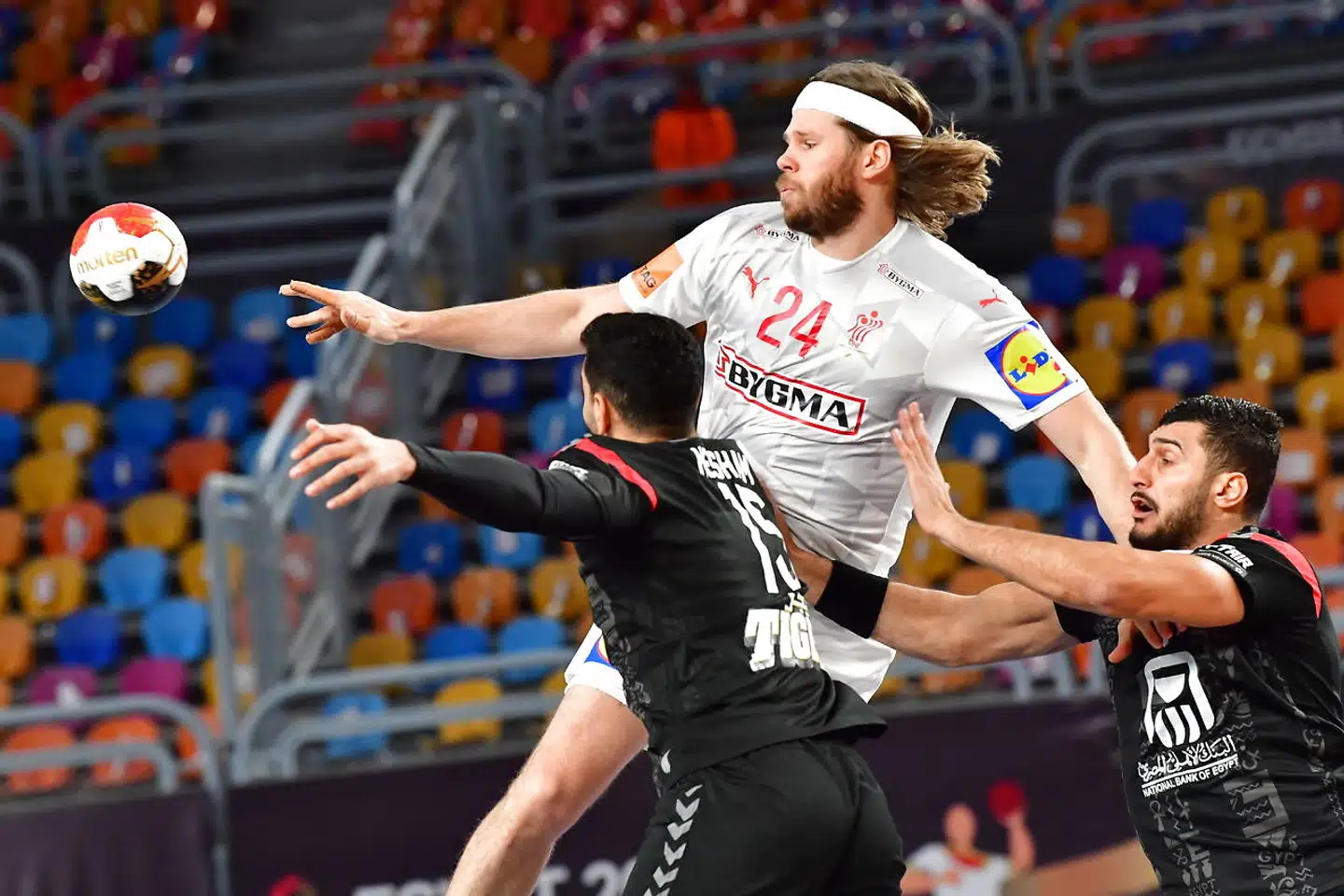 Mikkel Hansen under onsdagens kamp mod Egypten. Foto: Jonas Ekströmer / TT