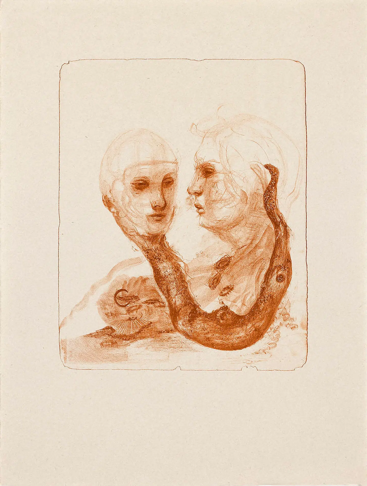 Cathrine Raben Davidsen, 2019. Original litografi trykt på japansk rispapir. Mål: 85 x 64 cm