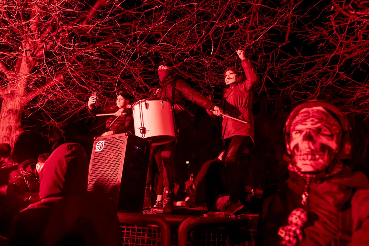 Der blev både sunget, spillet musik og på trommer under demonstrationen.