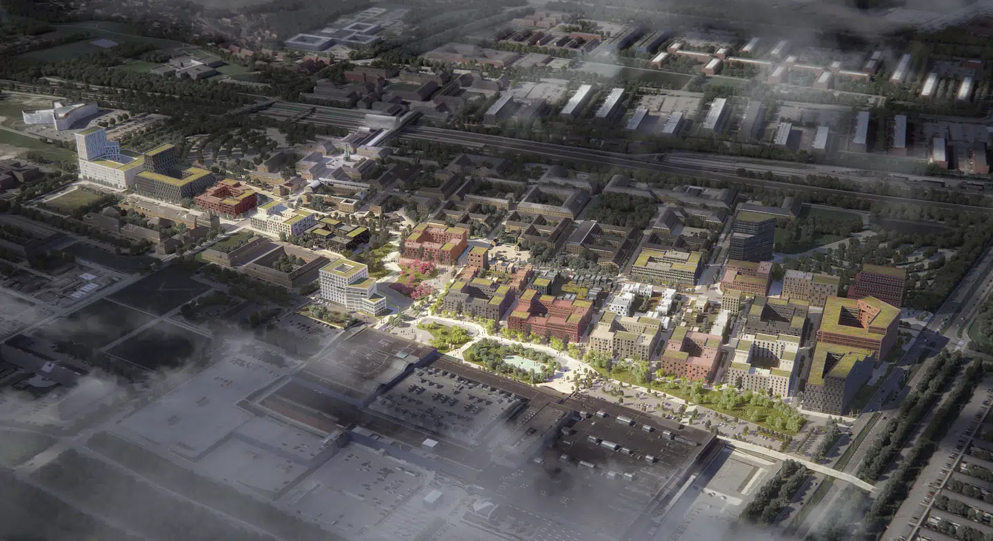 Den nye bydel i fugleperspektiv. Rendering: Cobe