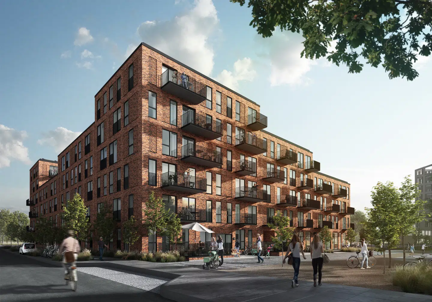 Et af karreerne i det nye kvarter. Rendering: PFA