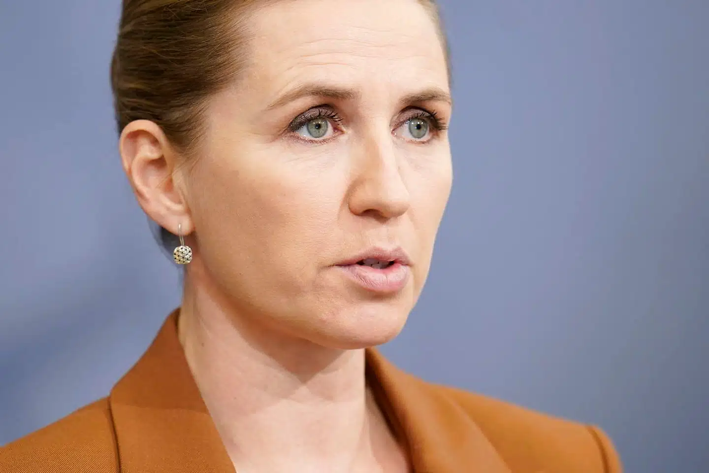 Statsminister Mette Frederiksen, på et pressemøde om covid-situationen i Statsministeriet tirsdag den 5. januar 2021.
