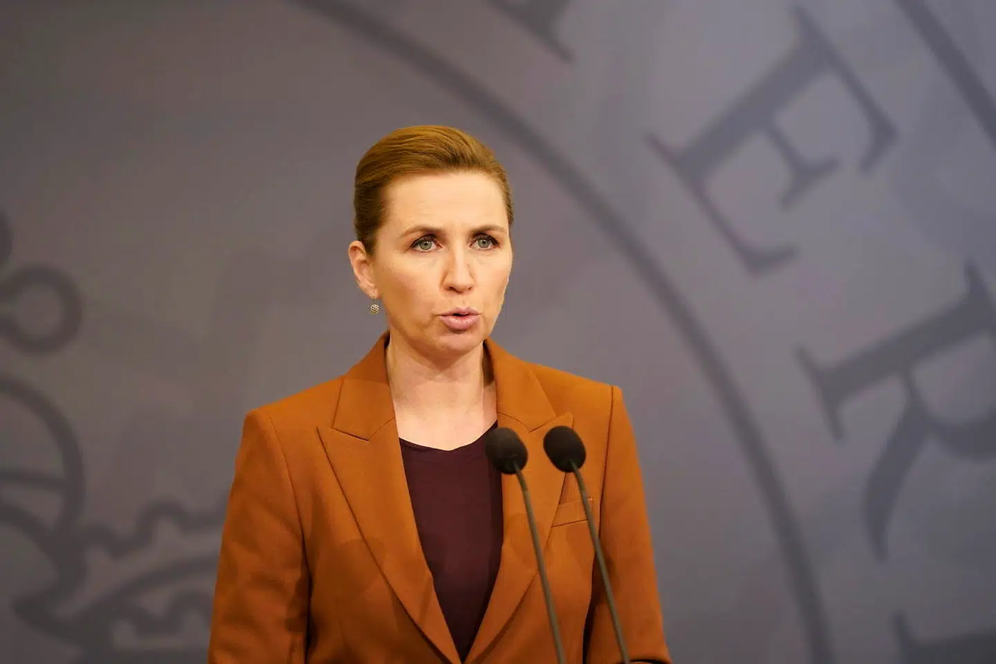 Statsminister Mette Frederiksen, på et pressemøde om covid-situationen i Statsministeriet tirsdag den 5. januar 2021.
