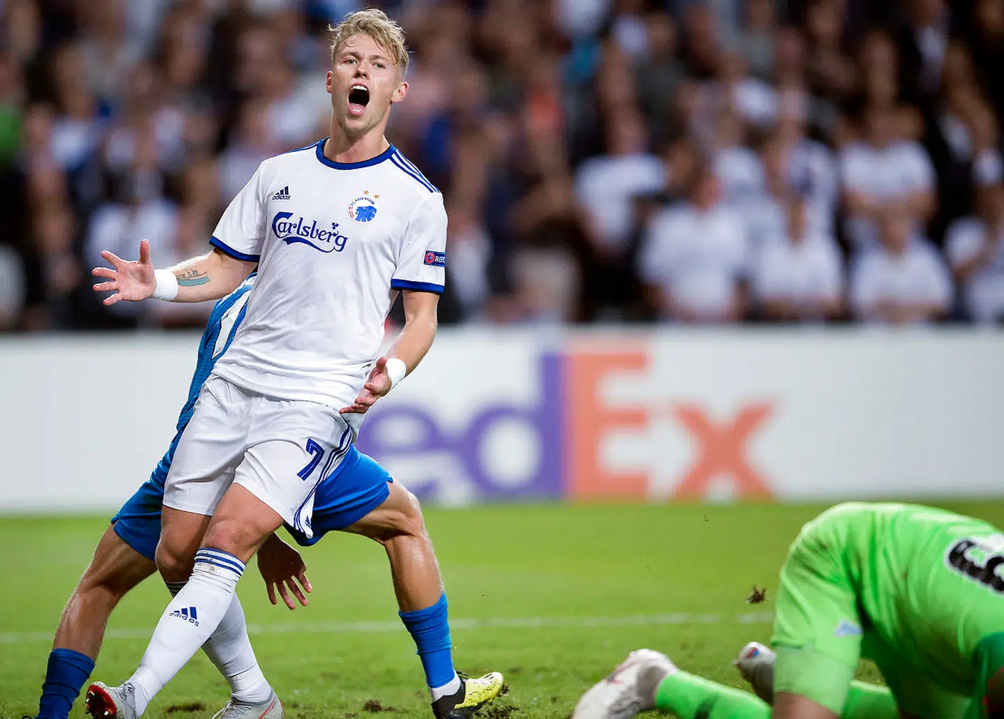 FCKs Viktor Fischer i Europa League-kamp mellem FCK-FC Zenit i Telia Parken i 2018.