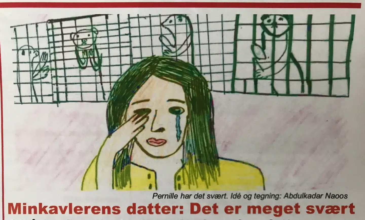 Her ses tegningen til en af de mange stærke historier i avisen »Coviden« fra 6.C på Fladsåskolen afd. Mogenstrup i Næstved. De er en af vinderne i Berlingskes aviskonkurrence for skoleelever »Nyhedsugen 2020«.