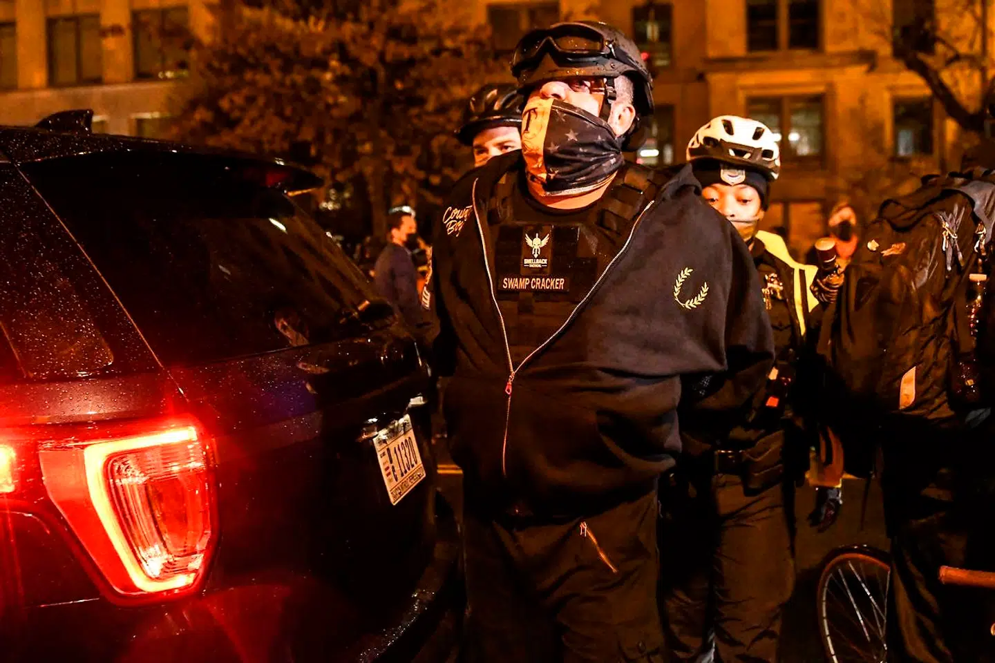 I alt 23 personer er anholdt i forbindelse med uroligheder i Washington lørdag aften. Stephanie Keith/Getty Images/AFP