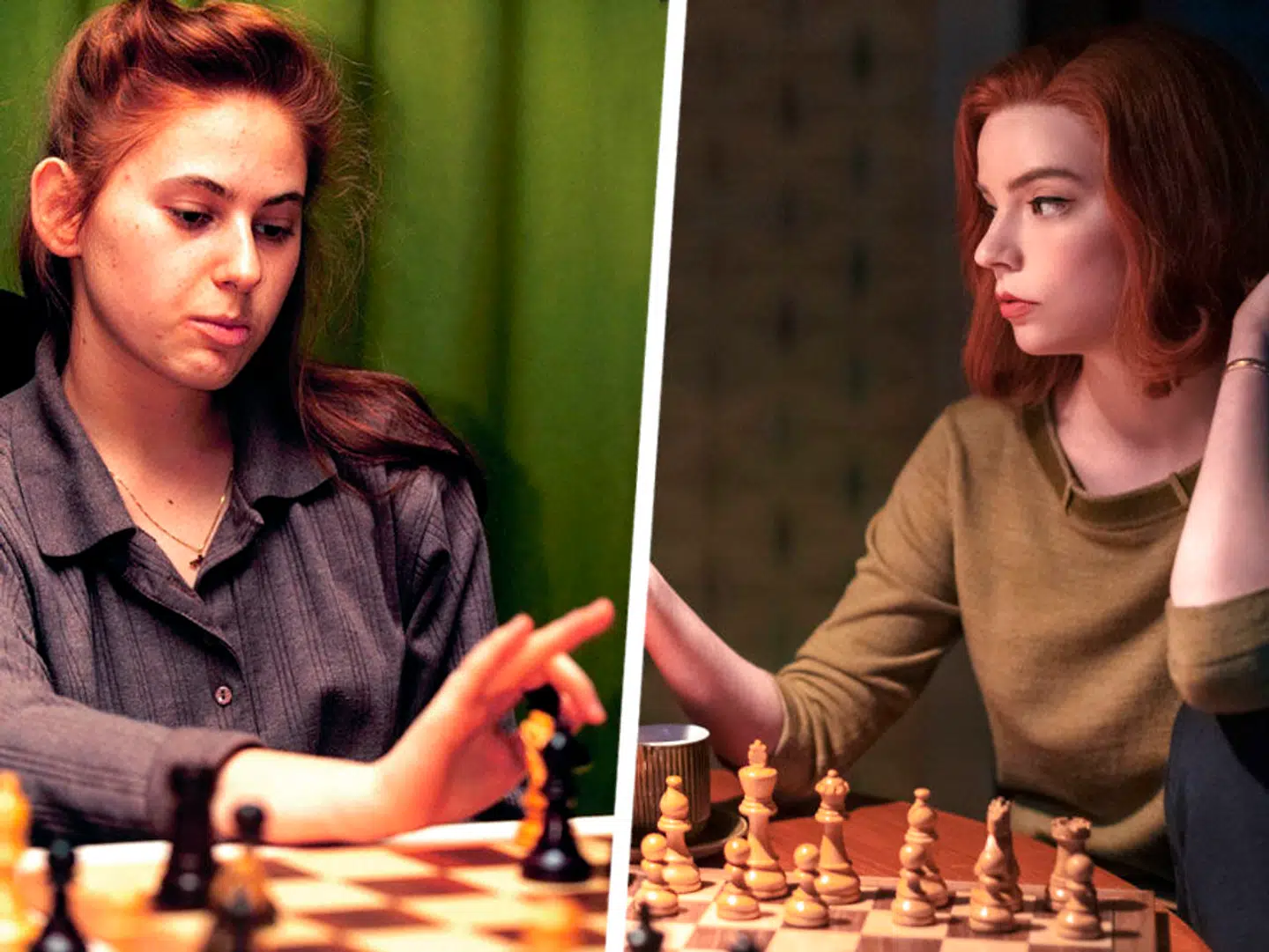 Judit Polgár og Beth Harmon, spillet af Anya Taylor-Joy. PR-foto fraJudit Polgárs hjemmeside og Netflix