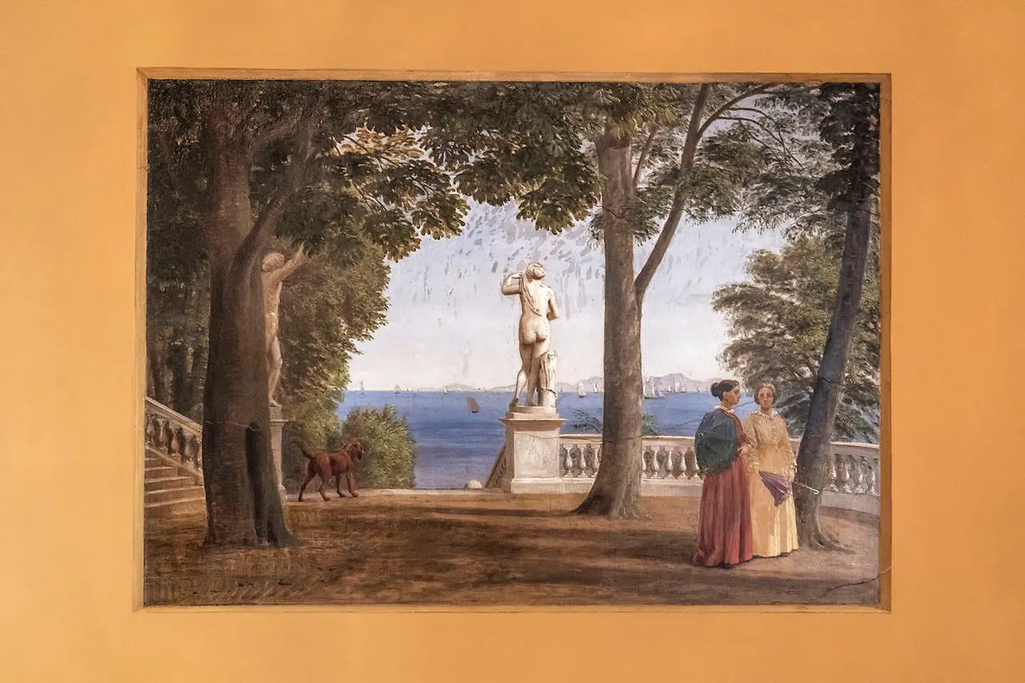 P.C. Skovgaards maleri af to kvinder i italienske omgivelser. Grevinde Danner elskede Italien og døde under en rejse til Genova.