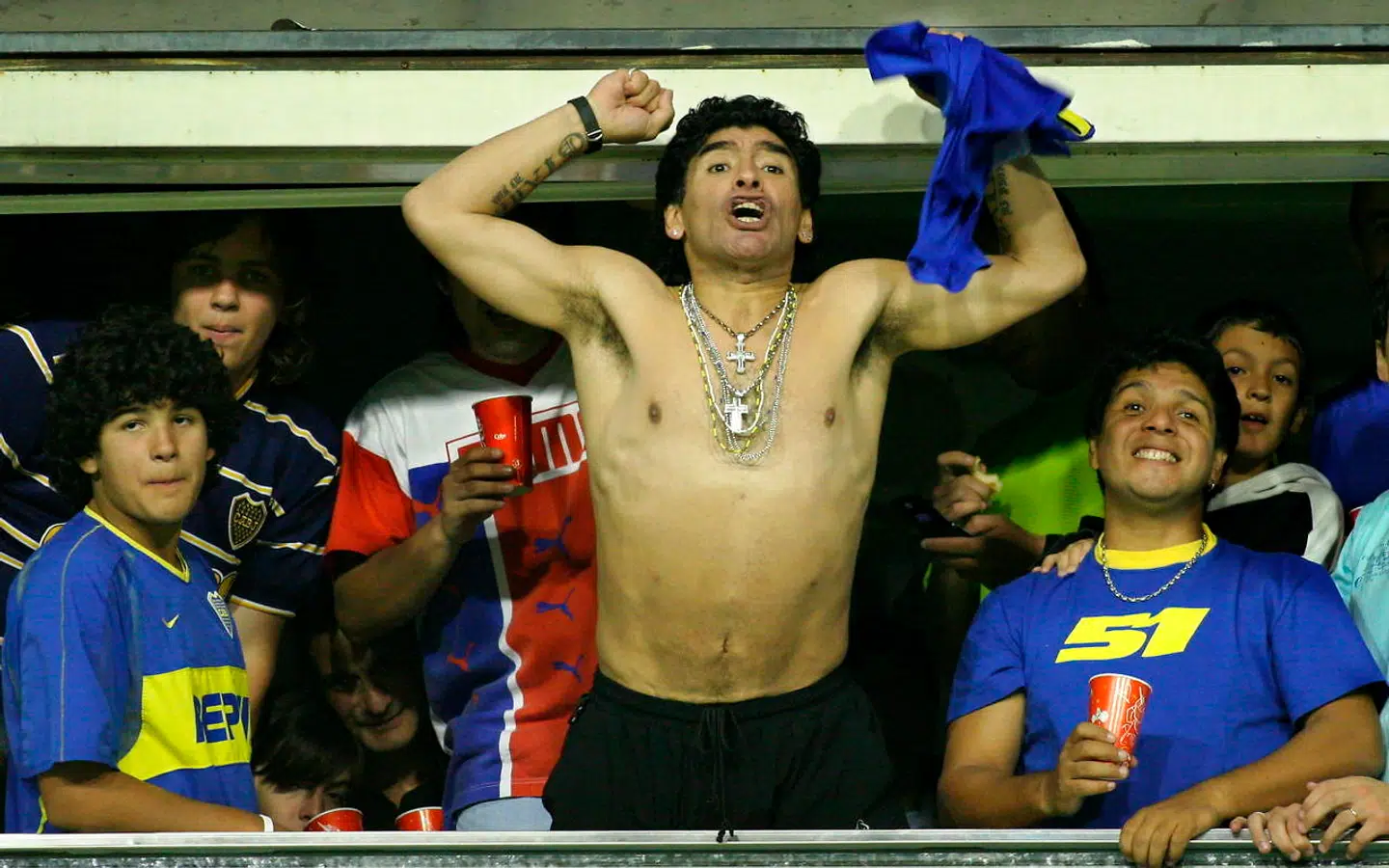 Diego Maradona jubler her i 2005, da hans argentinske klub Boca Juniors vandt Sydamerikas svar på Champions League, Copa Sudamericana.