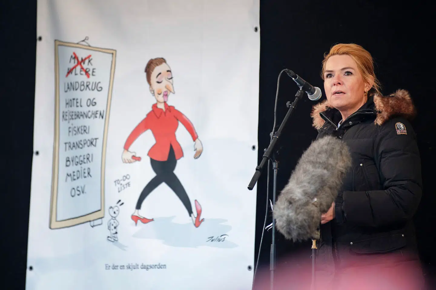 Inger Støjberg talte om at »dræne sumpen« ved landmændenes demonstration mod regeringen i Rådhusparken i Aarhus lørdag den 21. november 2020.