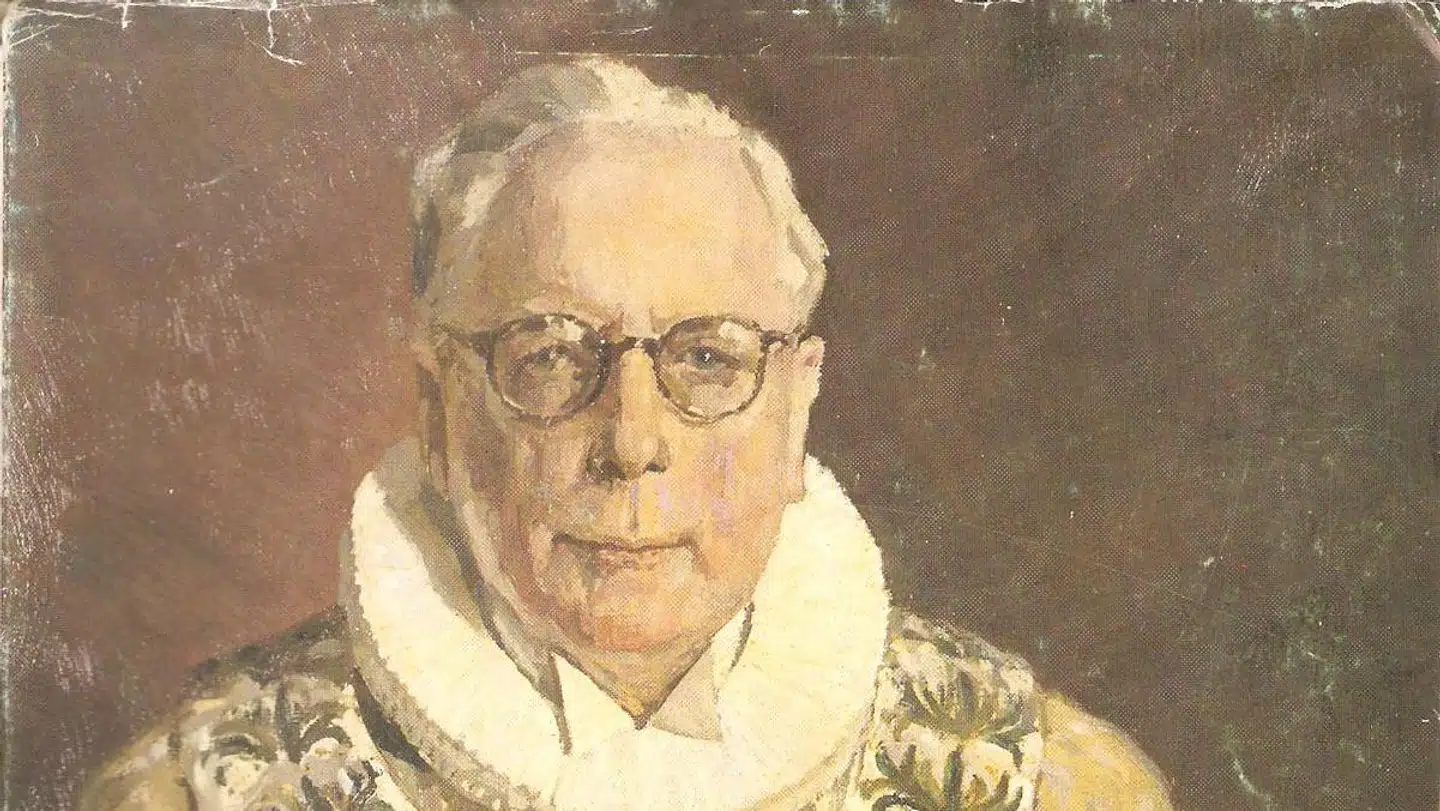 Bskop Hans Fuglsang-Damgaard, malet af Mary E. Havning i 1953. Hænger i Vor Frue Kirke.