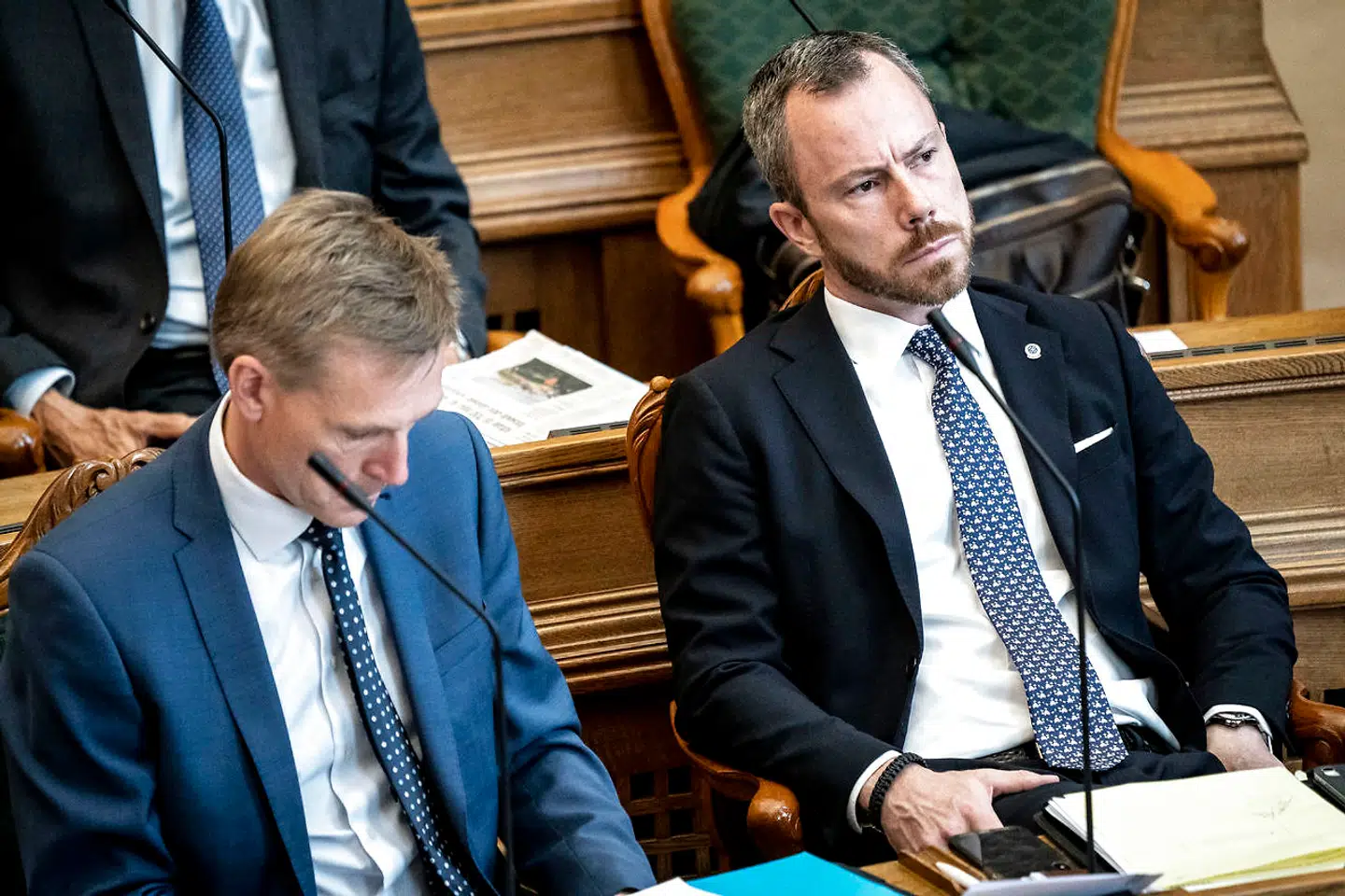 DF-formand Kristian Thulesen Dahl og Venstre-formand Jakob Ellemann-Jensen vil ikke støtte en hastebehandling om aflivning af mink.