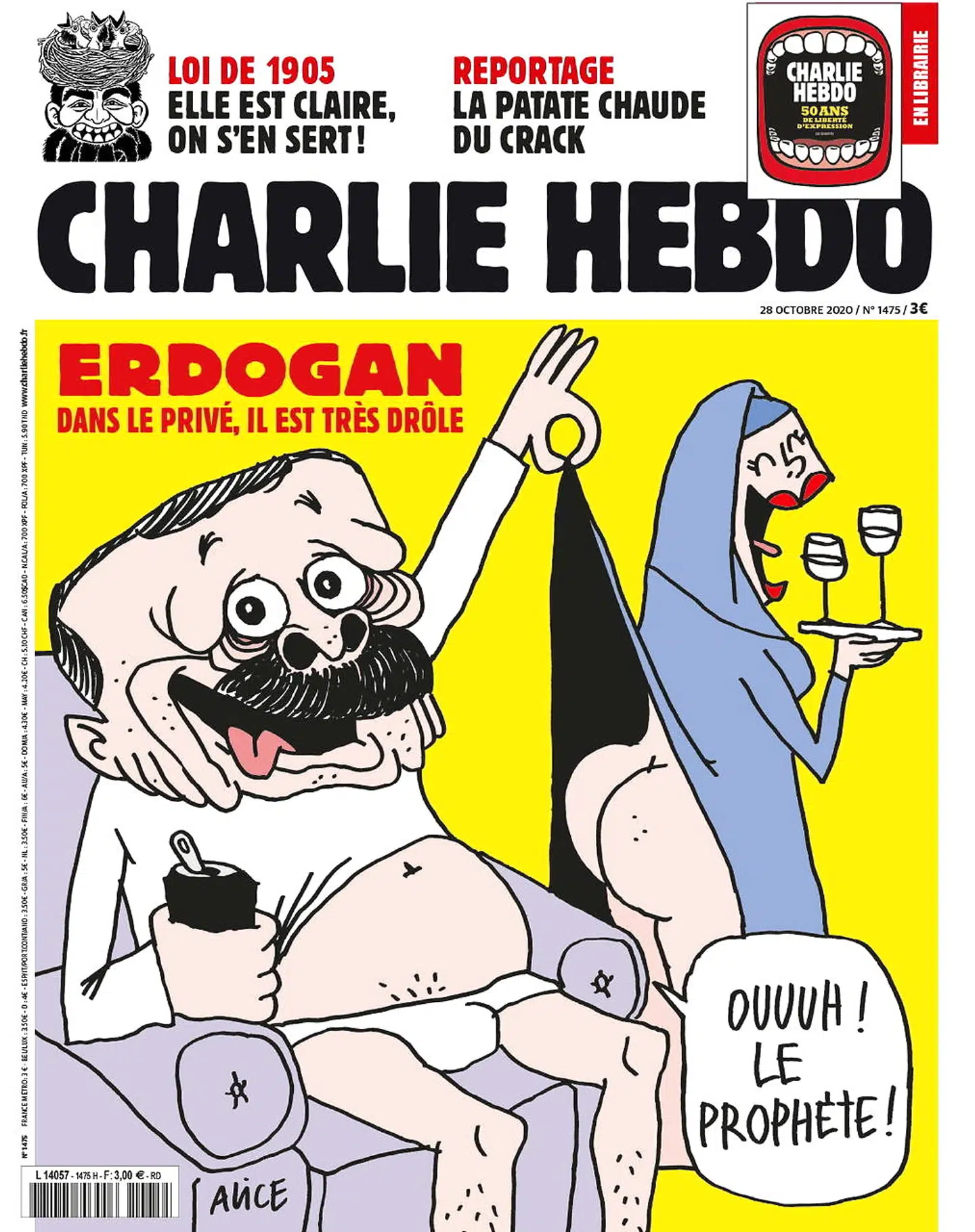 Forsiden på satiremagasinet Charlie Hebdo med titlen 'Erdogan. Privat er han sjov'.. EPA/CHARLIE HEBDO HANDOUT HANDOUT