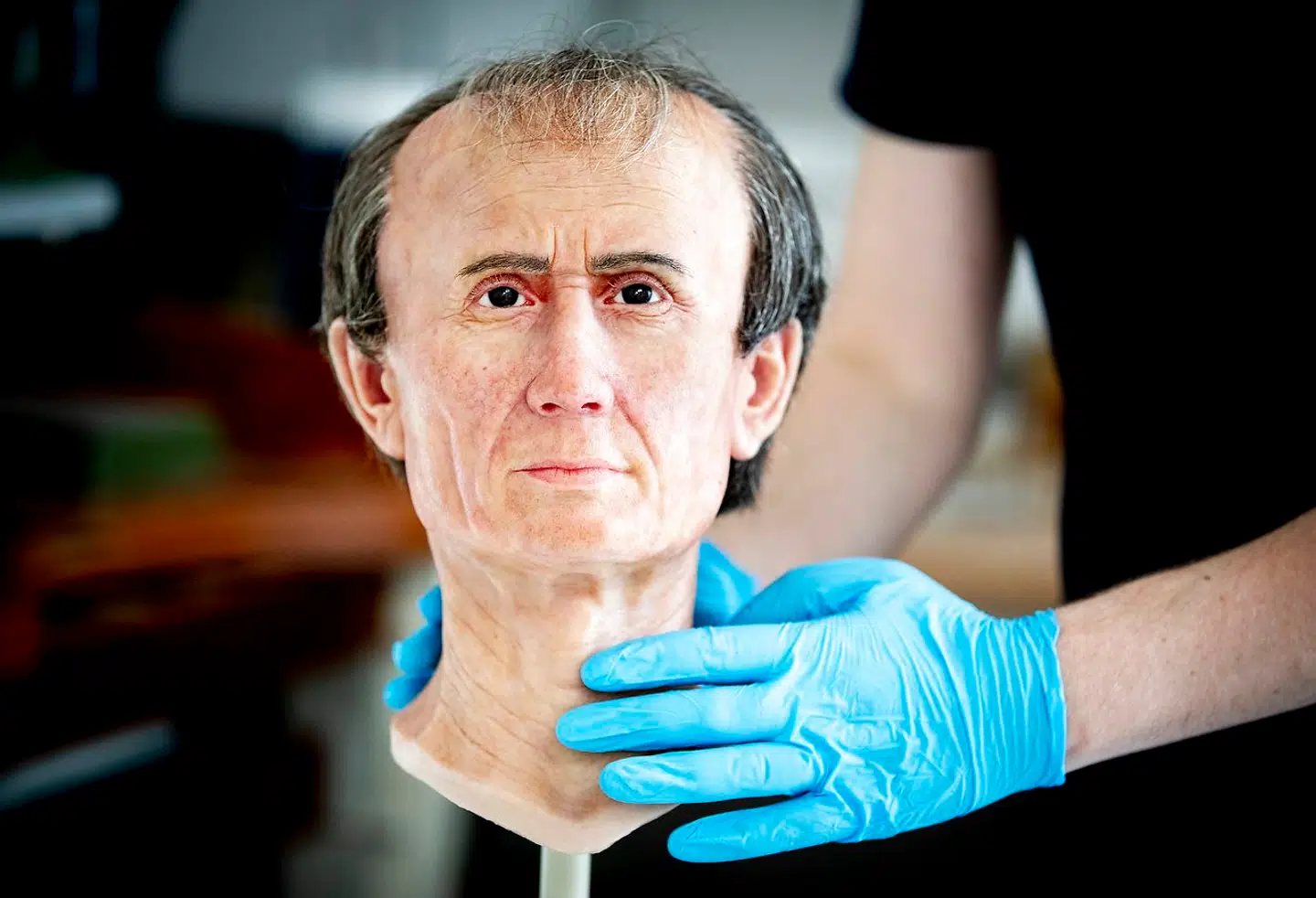 En rekonstruktion i 3D af Julius Cæsar på det nationale museum for antikviteter i hollandske Leiden.