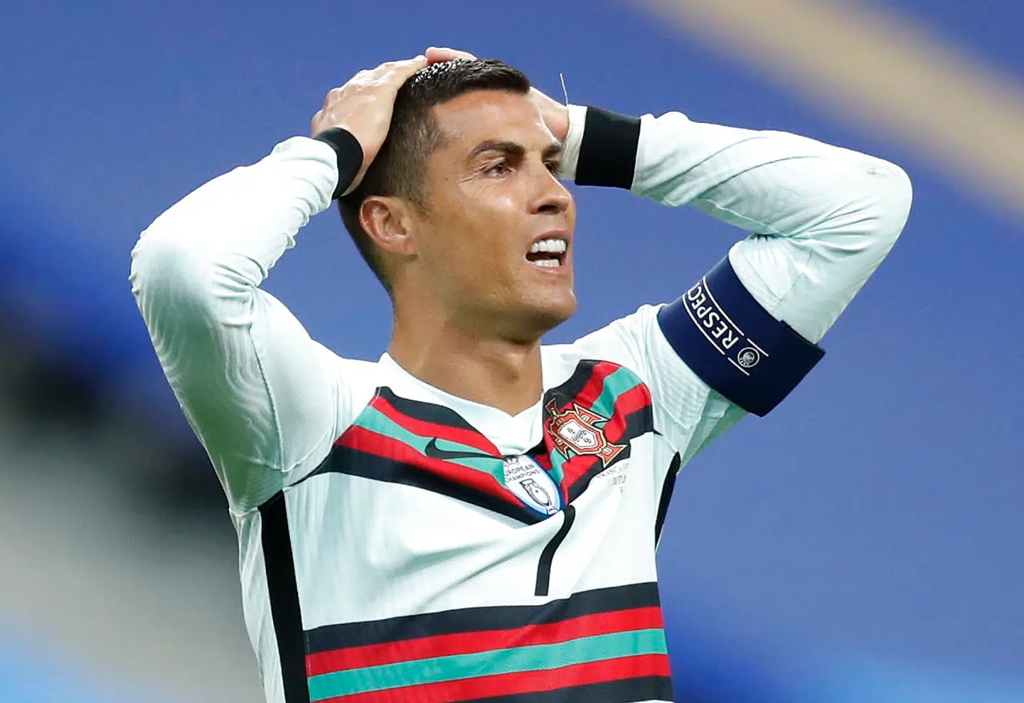 Cristiano Ronaldo i kamp for Portugal mod Frankrig i UEFA Nations League 11. oktober. Nu er han smittet med coronavirus.