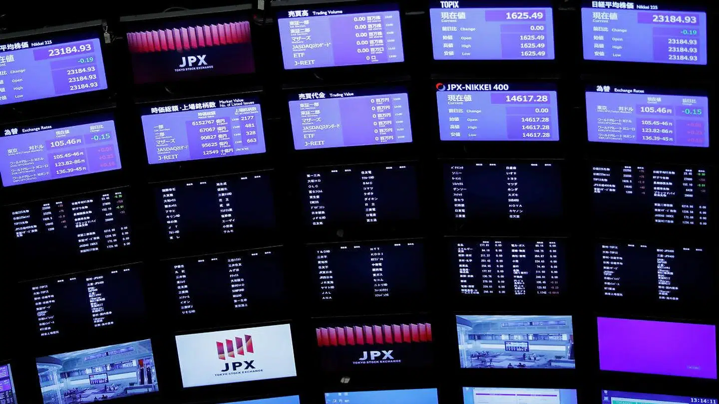 Skærmene er uden priser på børsen i Tokyo torsdag morgen, efter at al handel er blevet suspenderet oven på computerproblemerne.