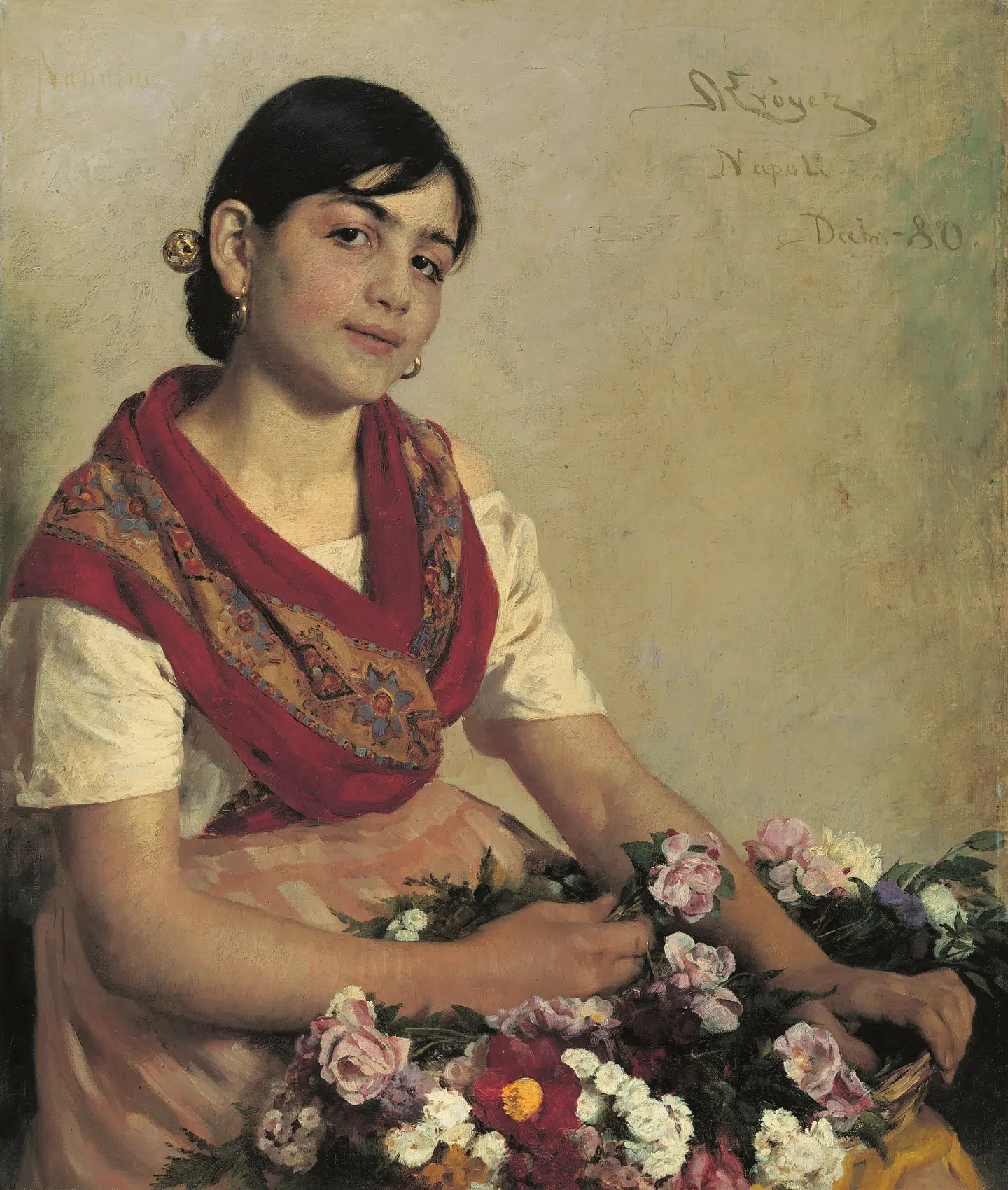 P.S. Krøyer: »Nannina. En napolitansk blomstersælgerske«. 1880. Krøyer malede Nannina i Napoli på den store udlandsrejse. Maleriet var en af Heinrich Hirschsprungs personlige favoritter.
