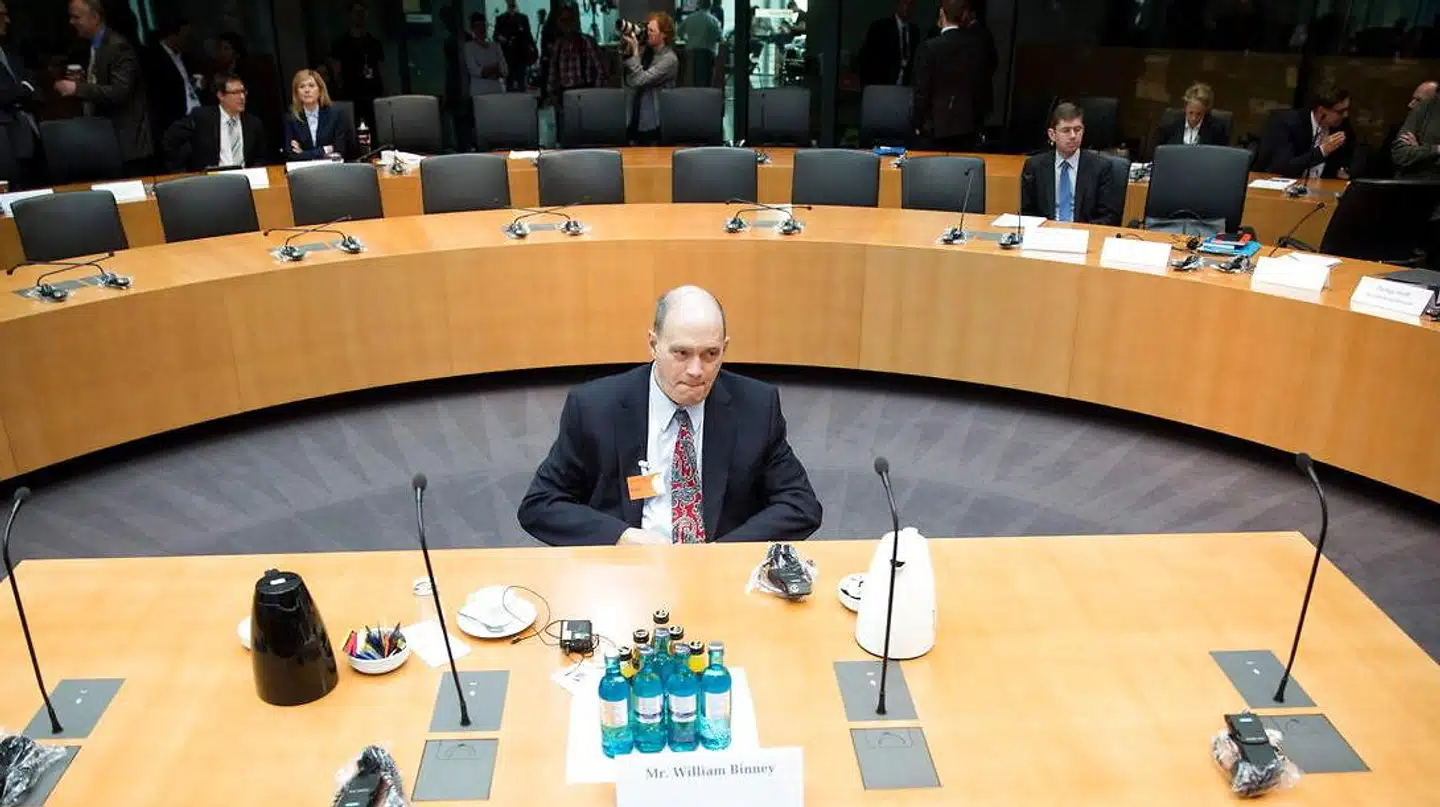 Tidliere teknisk direktør i National Security Agency William Binney i Berlin under den parlamentariske komités undersøgelse af det tysk-amerikanske efterretningssamarbejde i 2014.