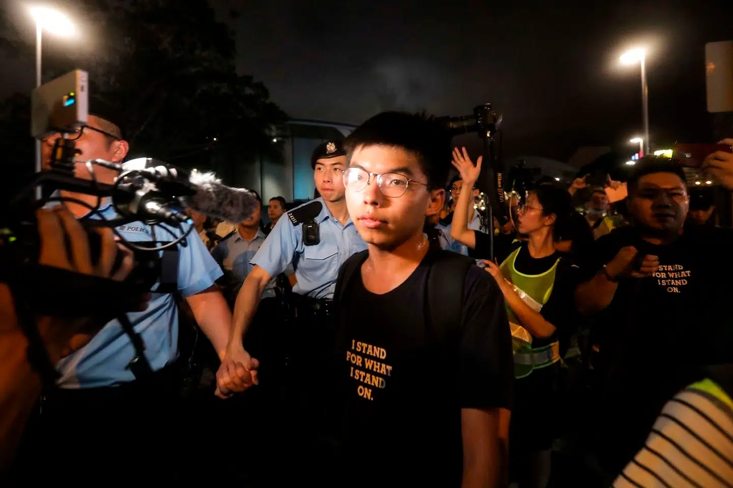 Joshua Wong ses her ved en demonstration 7. juli sidste år.