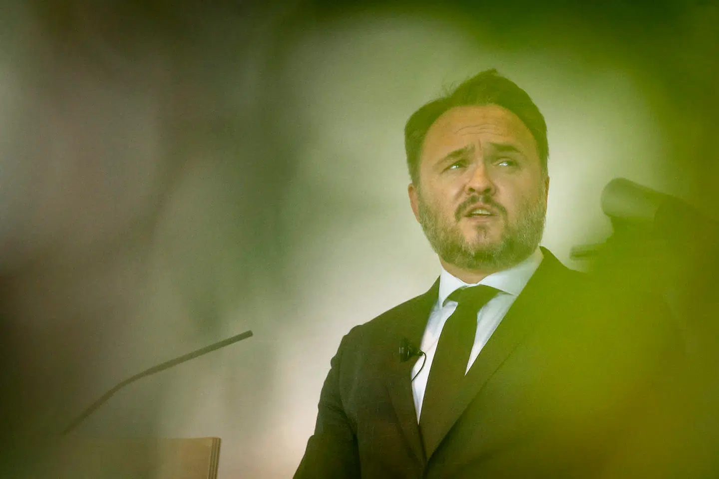 Klima-, energi- og forsyningsminister Dan Jørgensen (S) taler under møde, hvor Statsministeren er vært ved et møde for Grønt Erhvervsforum, hvor hun sammen med klima-, energi- og forsyningsministeren, erhvervsministeren og øvrige ministre samt partierne bag Klimaloven samler op på samarbejdet mellem regeringen og erhvervslivet i regeringens klimapartnerskaber, i Eigtveds Pakhus i København, onsdag den 16. september 2020.