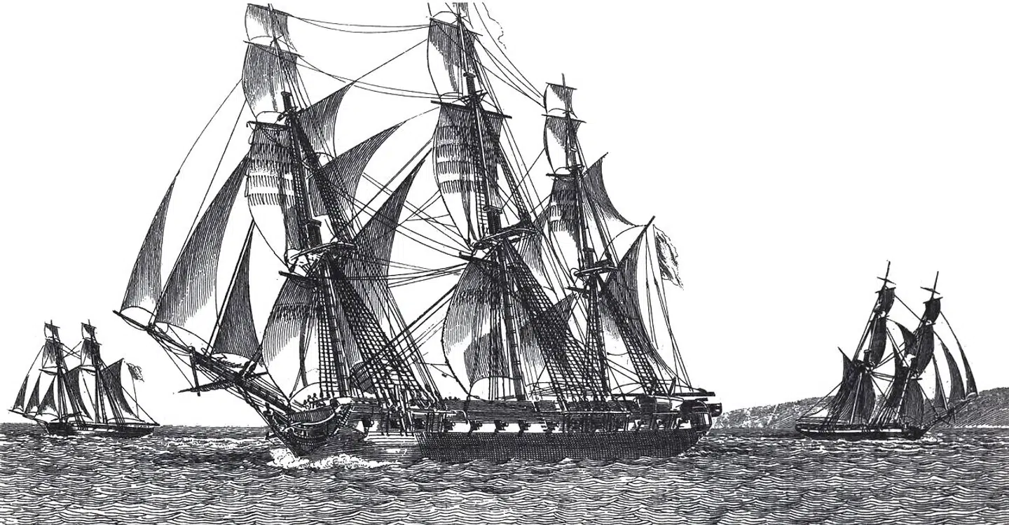 Medusa. Fra »Relation complète du naufrage de la frégate La Méduse faisant partie de l'expédition du Sénégal en 1816«