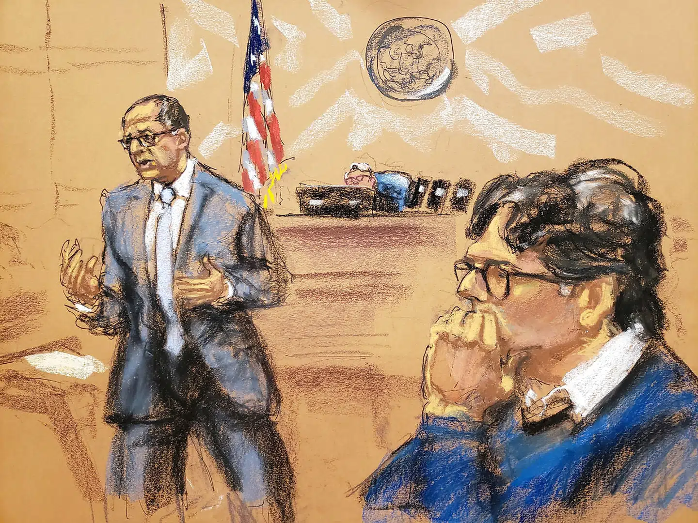 Tegning fra retssagen mod Nxivm-leder Keith Raniere i Brooklyn, New York 18. juni 2019.