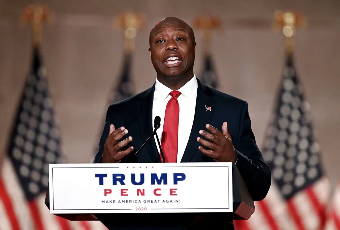 Tim Scott, der er senator for South Carolina, gav en varm tale på førstedagen af det republikanske konvent.