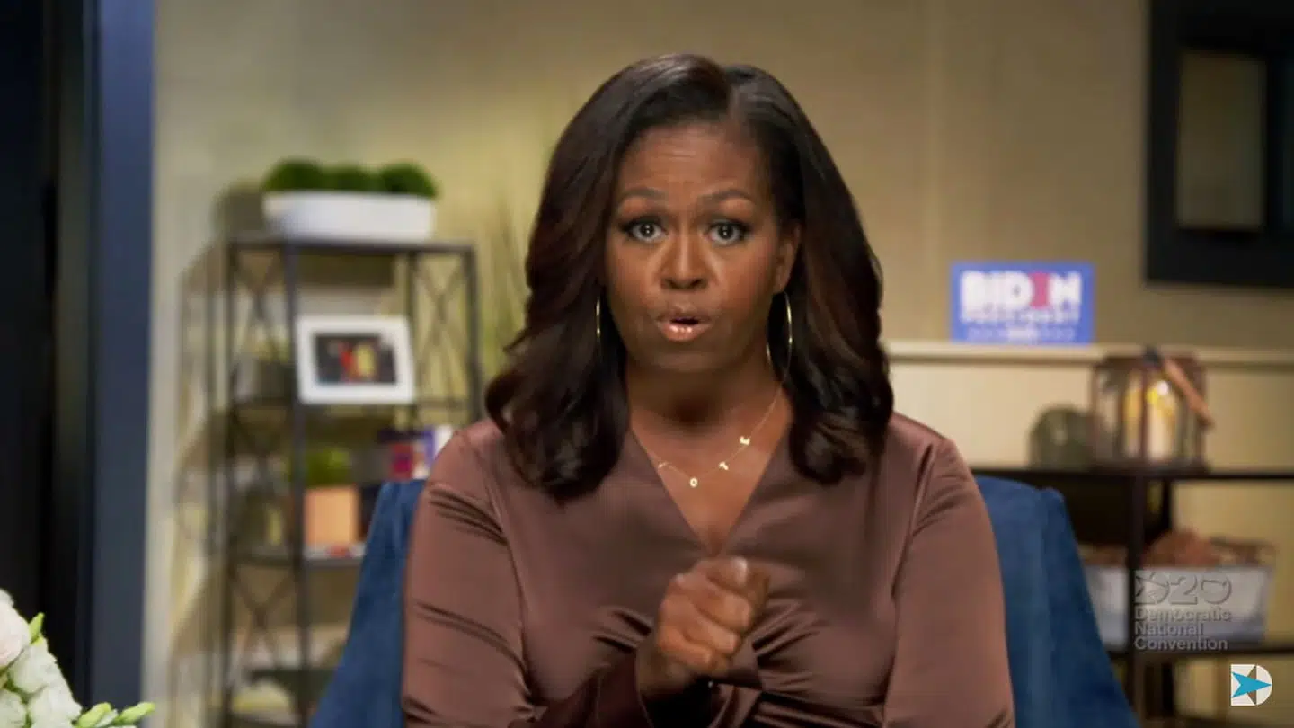 Tidligere førstedame Michelle Obama talte mandag aften.