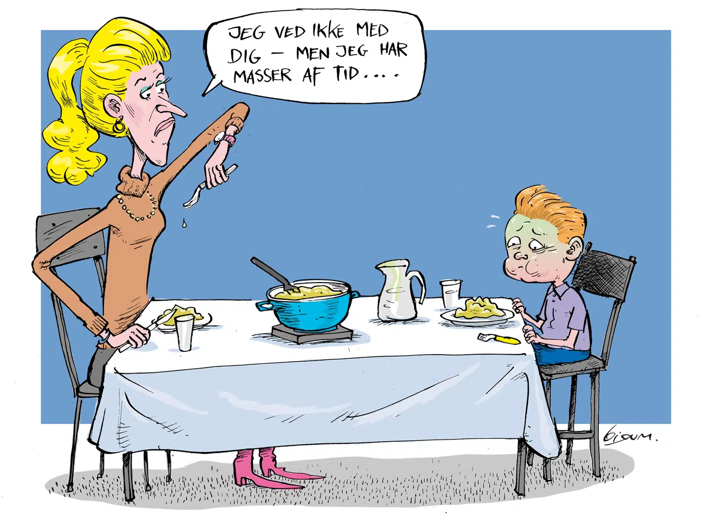 »Det er mega hårdt at sidde og se sin søn med en tallerken i to timer, hvor vi andre er gået fra bordet. Men sådan er det. For jeg gider da ikke gå og bruge så lang tid på at lave mad, hvis han ikke vil smage,« siger Mia Mortensen.