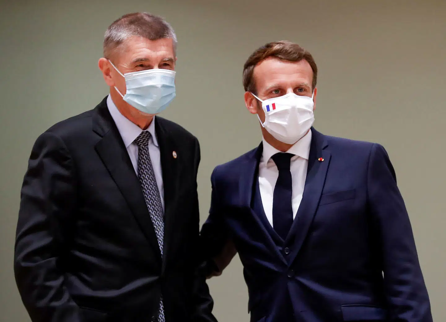 Foto af Minister Andrej Babis og Frankrigs præsident Emmanuel Macron. Foto: Stephanie Lecocq/Pool via REUTERS