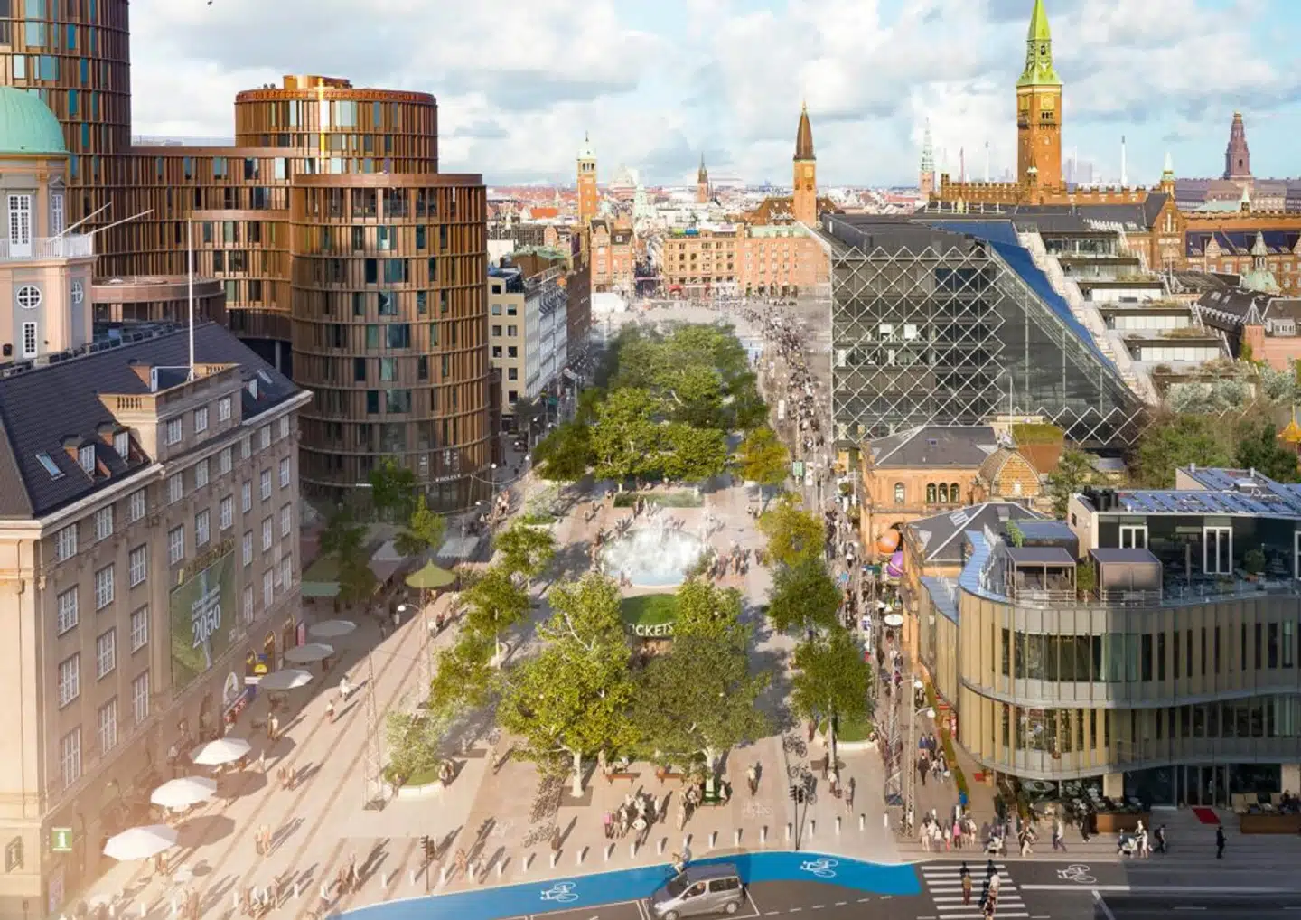 Visualisering af, hvordan planen for Vesterbrogade kunne komme til at se ud i virkeligheden.