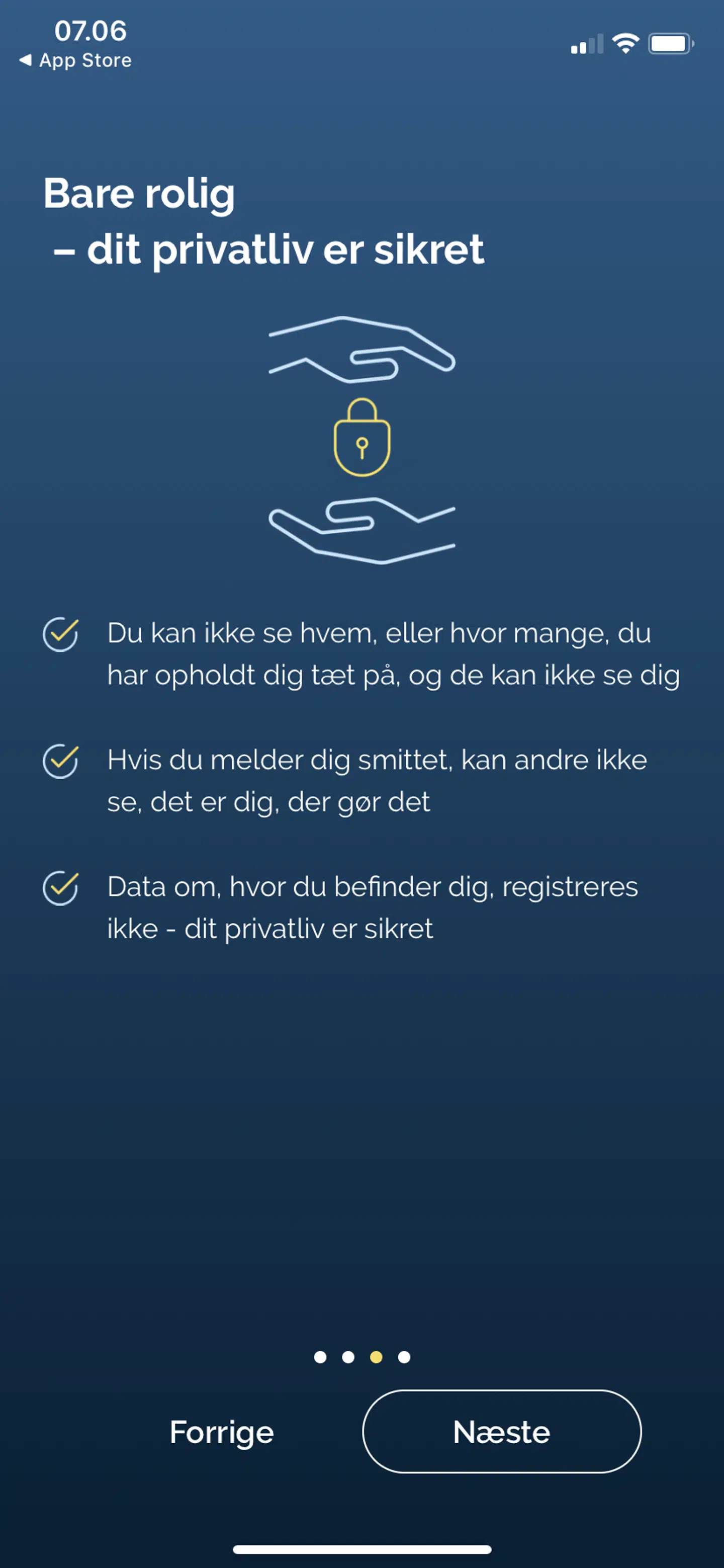 Screendump af Smitteapp.